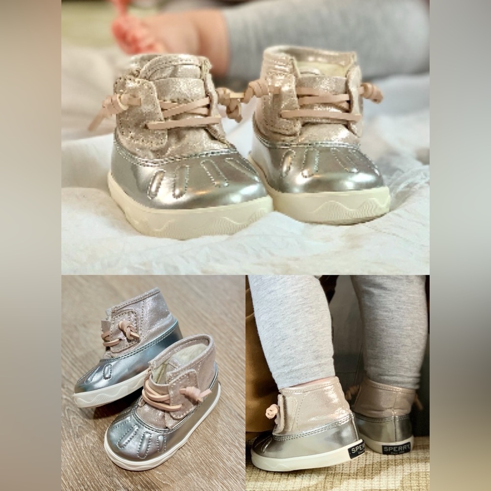 Sperry Silver Baby Walker Shoes